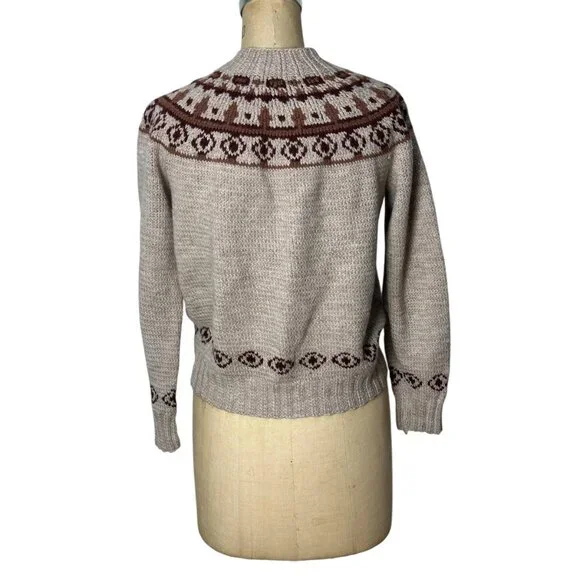 Vintage hand knit cardigan sweatrer Fair Isle Nordic Icelandic style Size M - Picture 2 of 6